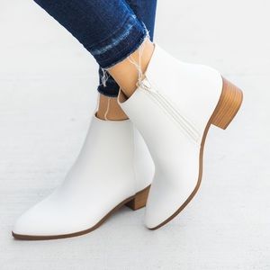 cityclassified white brown pointed ankle booties